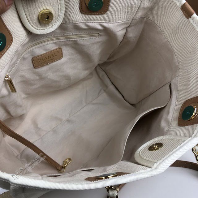 Chanel女包 A66939 Chanel Cabas Ete沙灘包 Chanel春夏新品珍珠帆布購物袋  djc4049